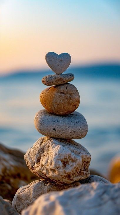 Balanced stones with heart